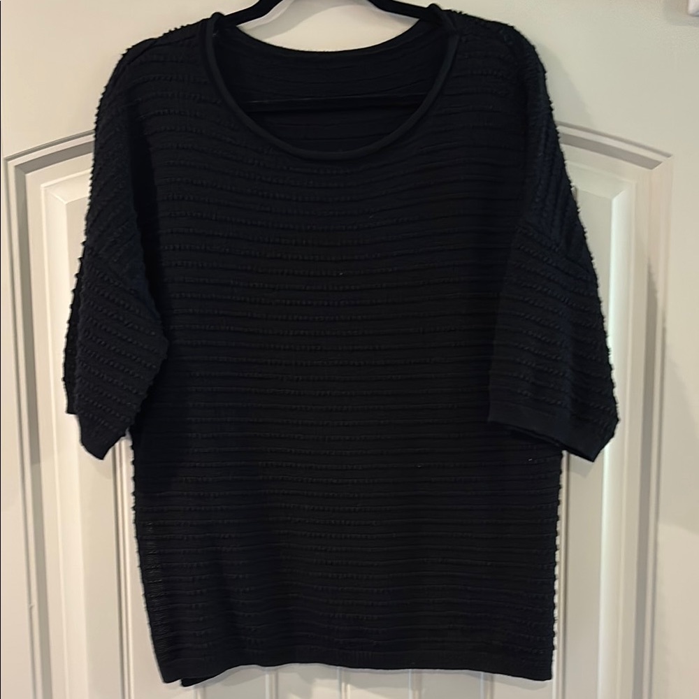 Black Textured Knit Top
